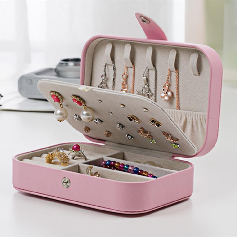 Double-Layer Leather Jewelry Organizer Box