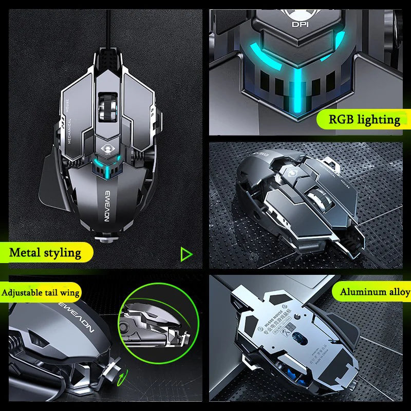 Ergonomic RGB Mechanical Metal Wired Gaming Mouse