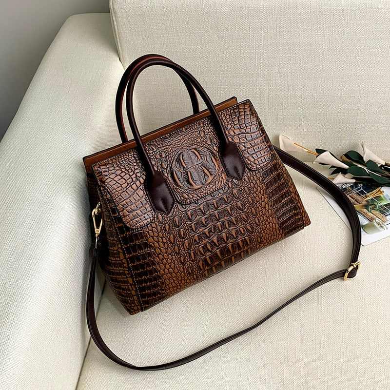 Elegant European Style Crocodile Pattern Women Bag