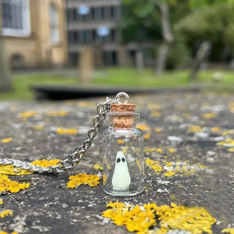 Glowing Captured Spooky Ghost Bottle Necklace