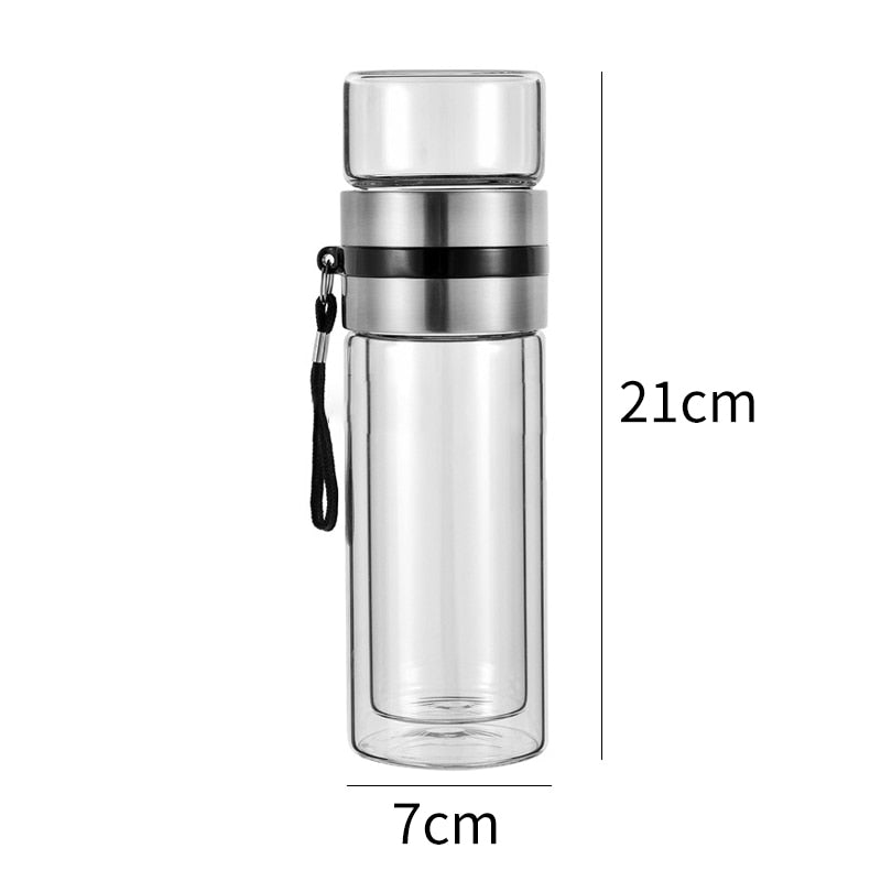 2in1 Double Wall Thermal Smart Tea Glass Bottle