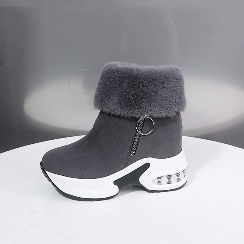 Fur Zipper Wedges Winter Boots