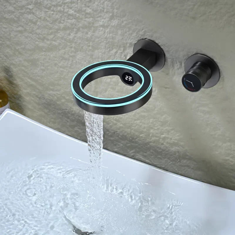 Ring-Shaped LED Elegant Smart Digital Bathroom Faucet