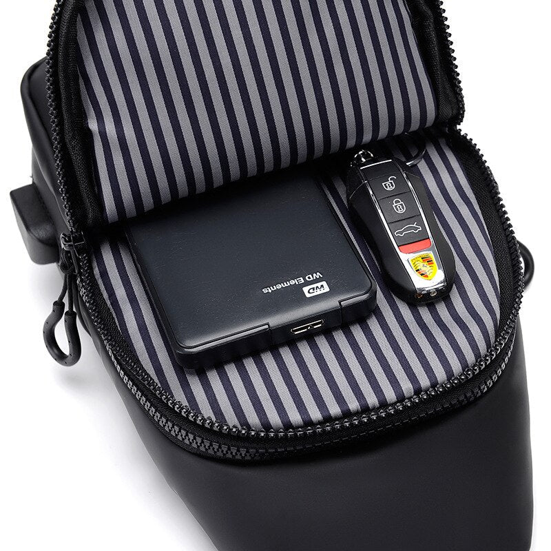 Korean City Waterproof USB Charging Crossbody Bag