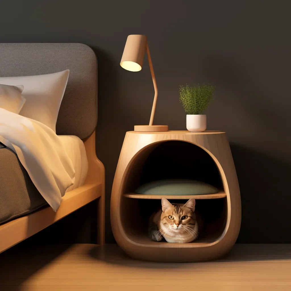 Integrated Cat Bed Nightstand