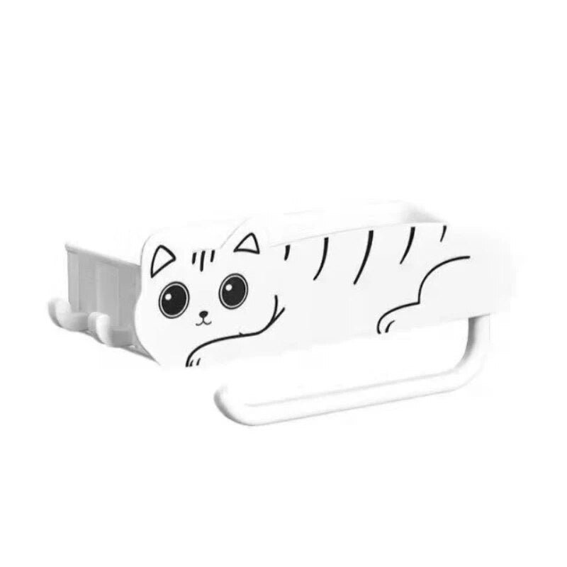 Wall-Mounted Lazy Kitten Bathroom Organizer Shelf