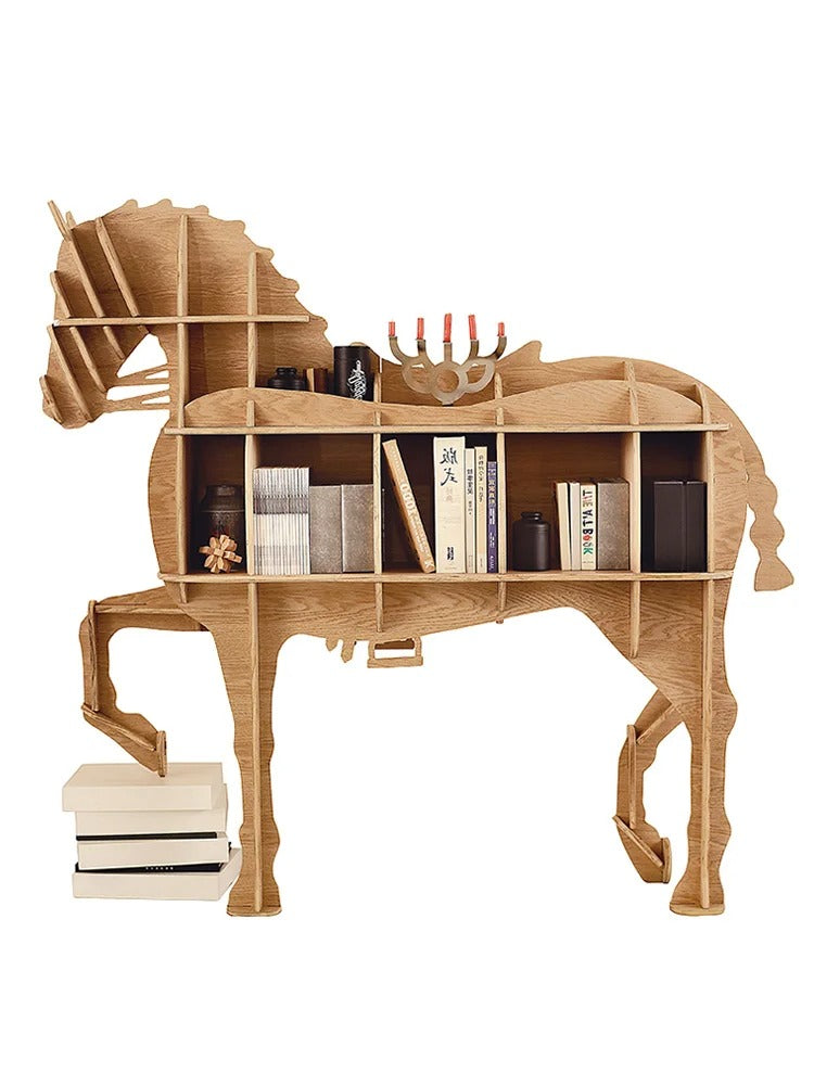 Horse-Shaped Wooden Decorative Bookshelf