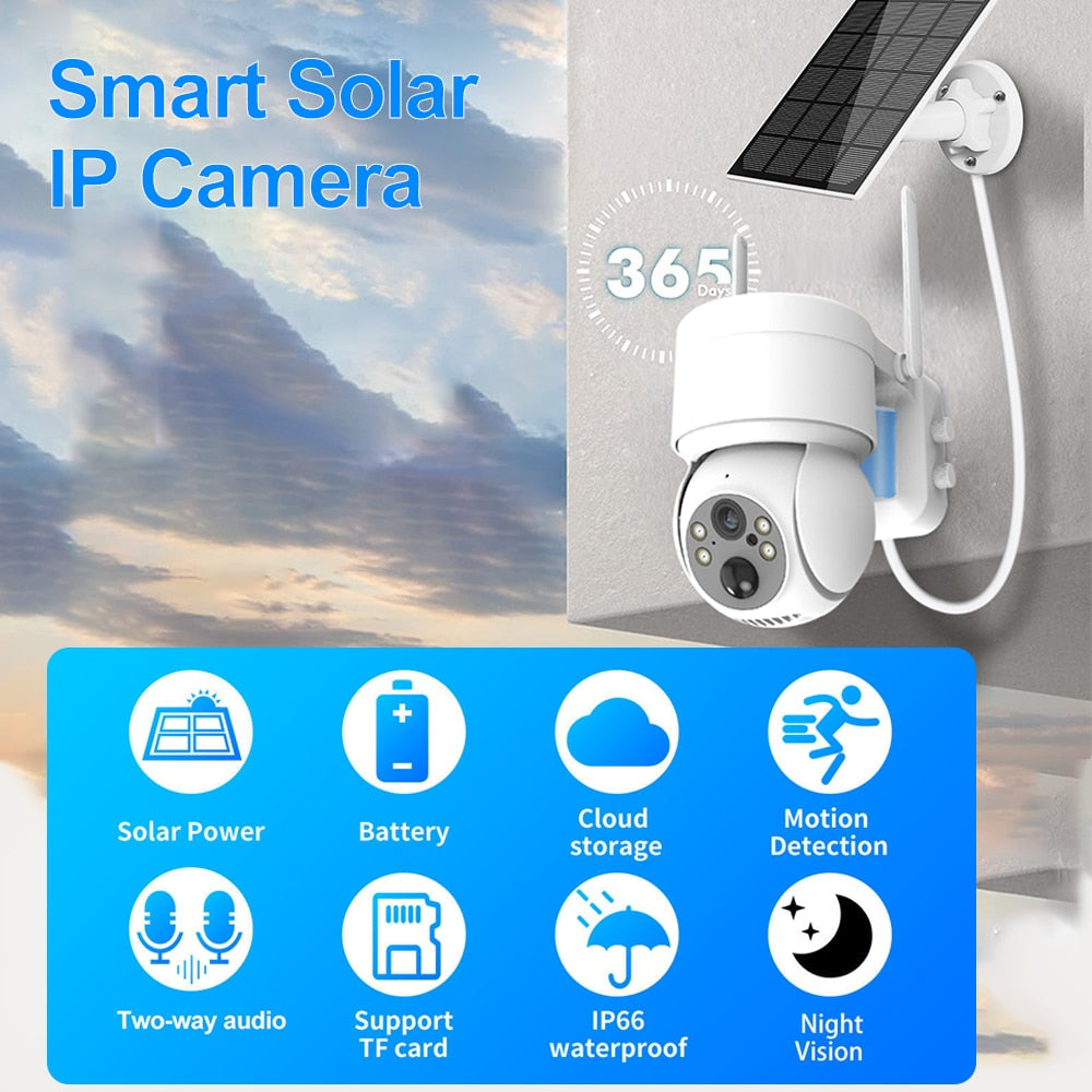 Outdoor WiFi Solar-Powered Security IP Camera