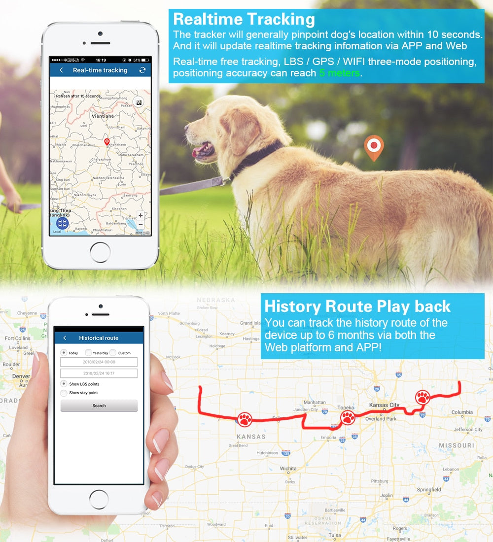 Waterproof GPS Pet Location Tracking Collar