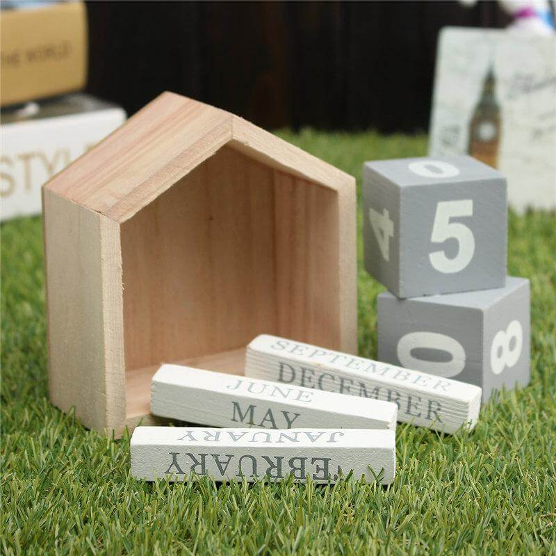 Wood Block Calendar Home Decoration