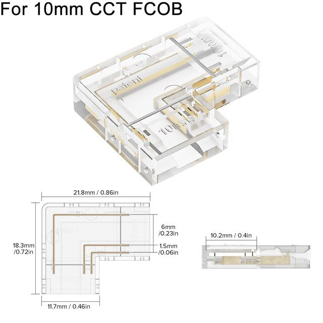 L Shaped Transparent LED Strip Connector