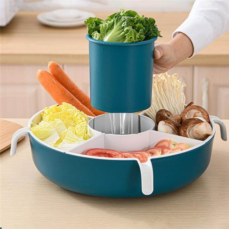 Rotatable Vegetable Drain Basket Serving Tray