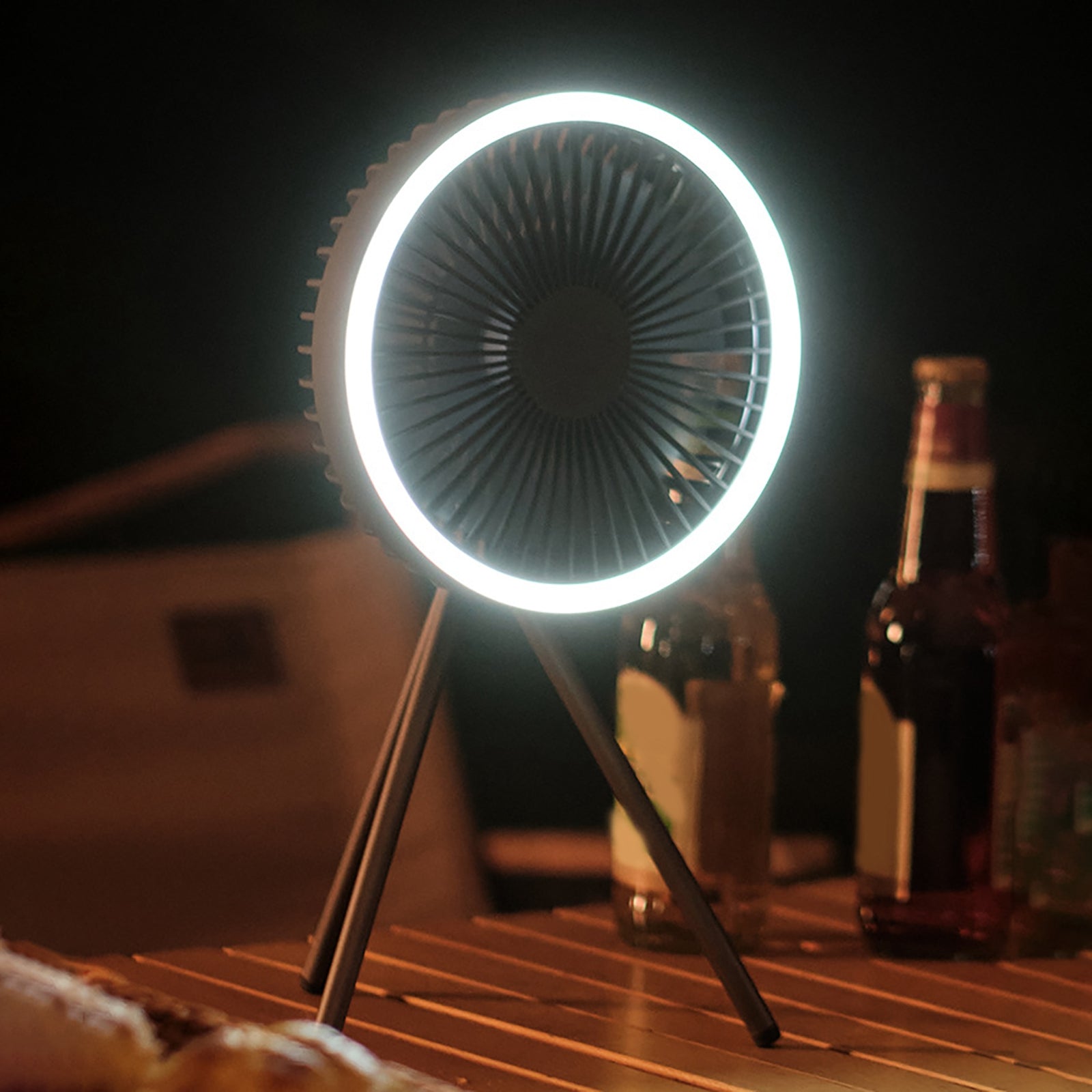 Portable Rechargeable Power Bank Fan Light