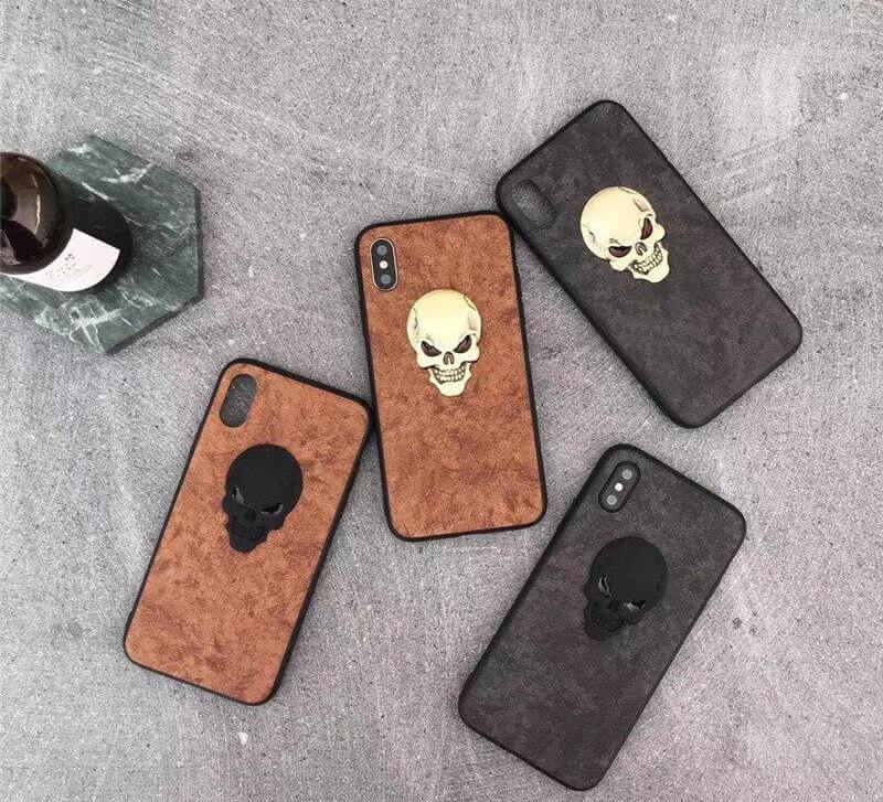 Luxury Real Leather Skull Iphone Cases