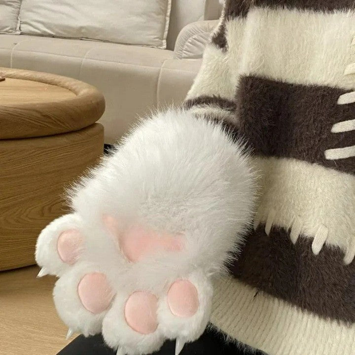 Padded Furry Paw Winter Hand Gloves