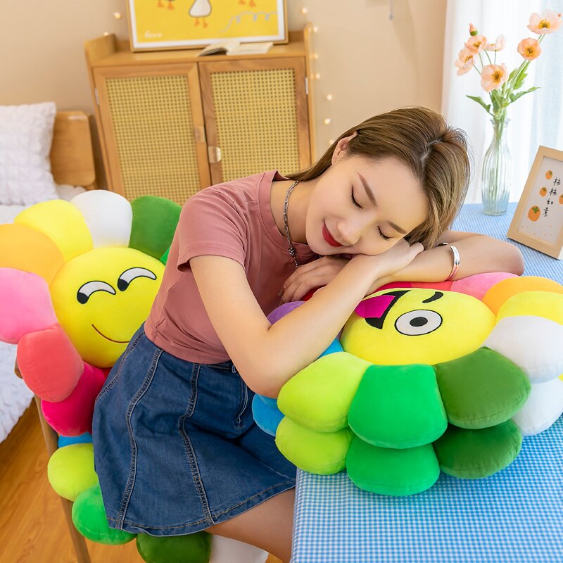 Colorful Sunflower Plush Comfy Seat Cushion