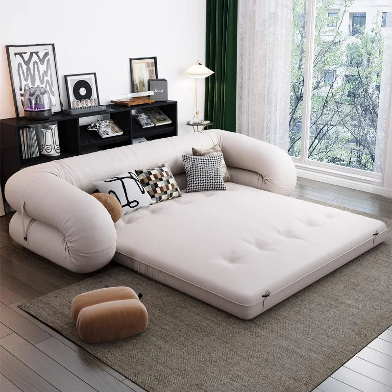 Multi-Fold Vintage Elegant Tatami Leather Sofa Bed