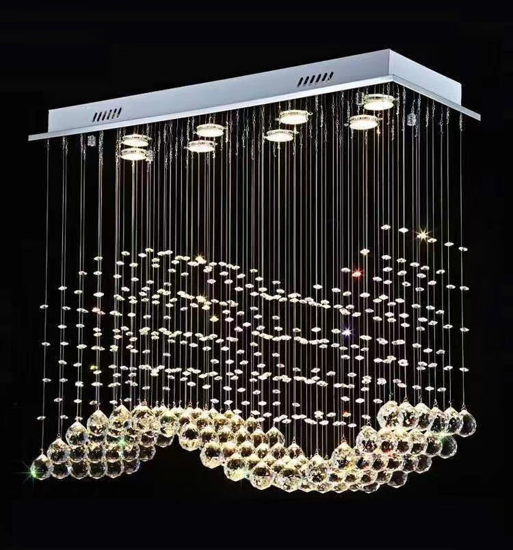 Luxury Rectangular Crystal Raindrop Chandelier