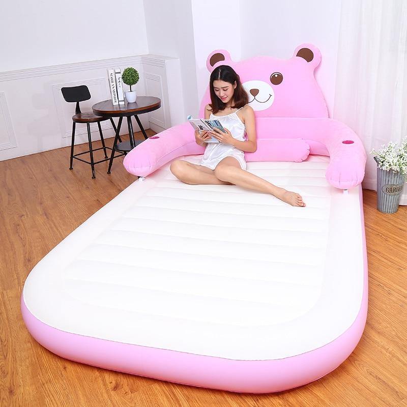 Cartoon Bear Comfy Inflatable Bed with Backrest