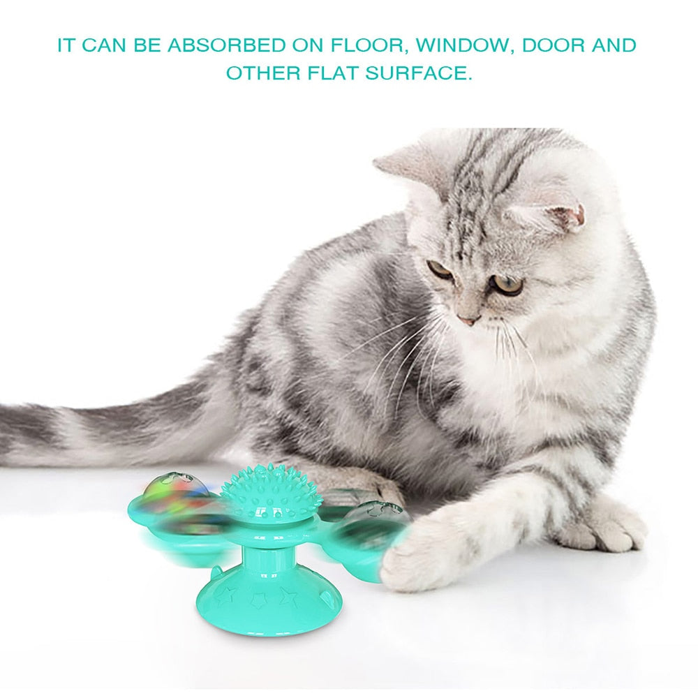 Rotatable Cat Massage Interactive Windmill Toy