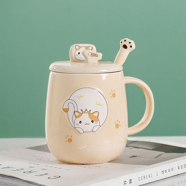 Cute Cartoon Kitty Mug Set