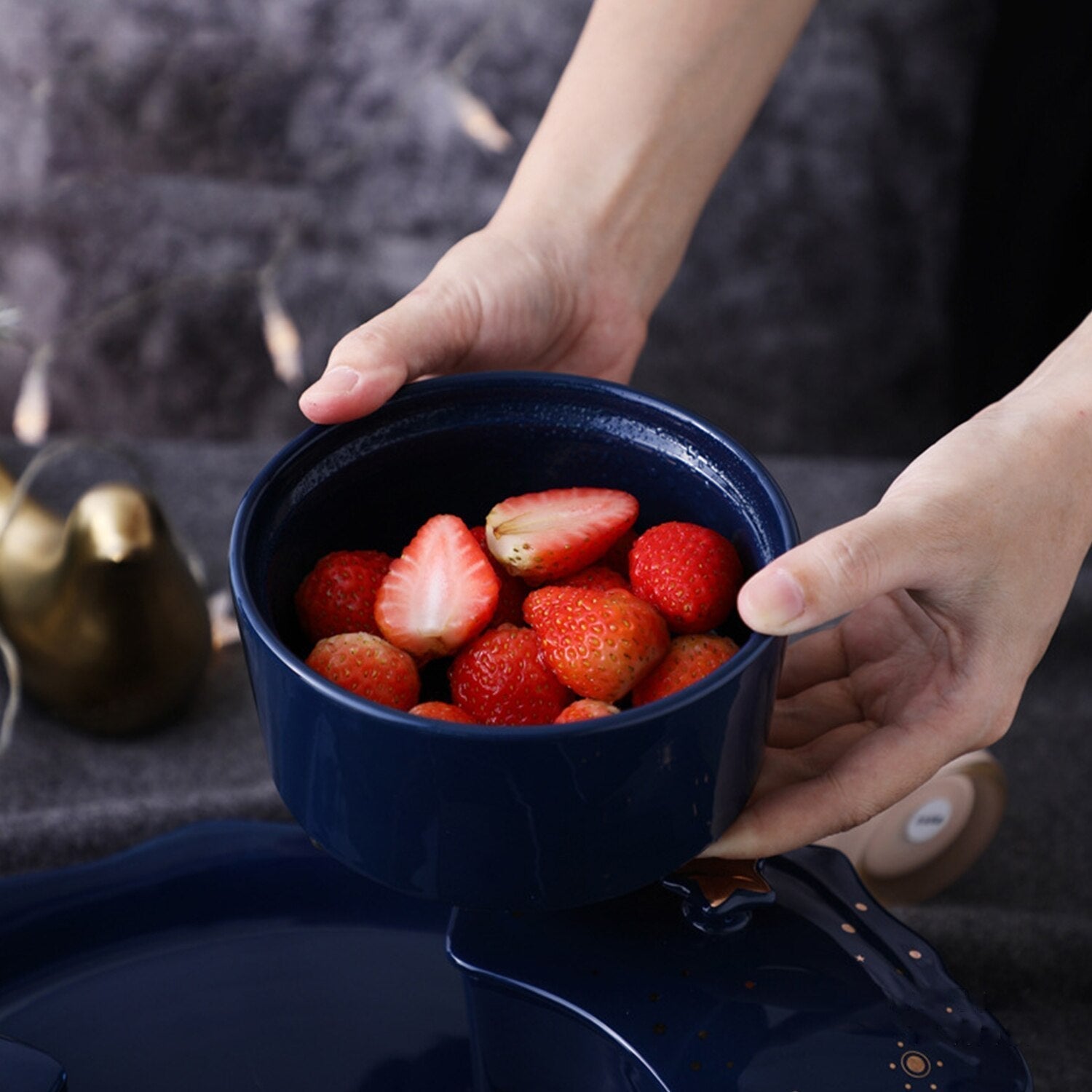 Night Sky Rotatable Ceramic Snack Plate