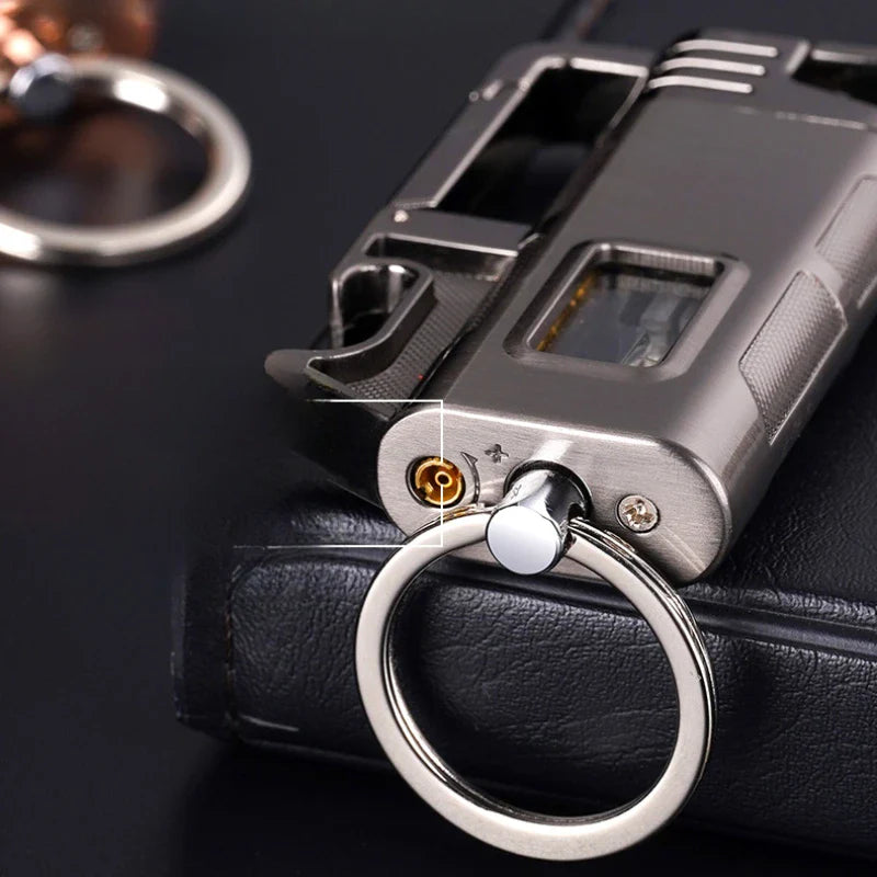 Modern Windproof Metal  Bottle Opener Keychain Lighter