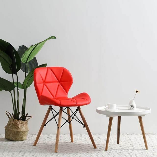 Modern Nordic Leather Wood Chair