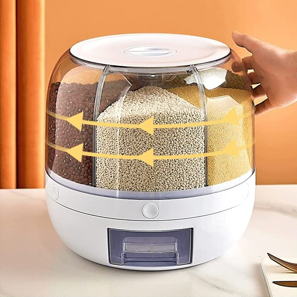 Rotating Grain Organizing Food Dispenser