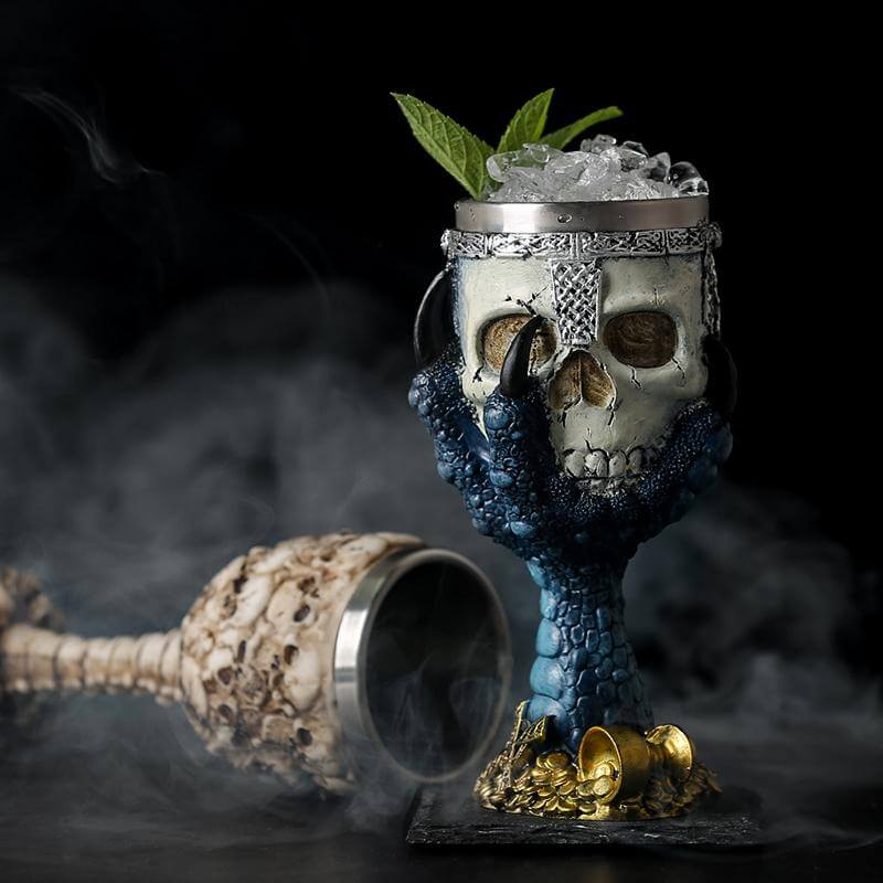 Stainless Steel Skull Gothic Goblet Cocktail Glass