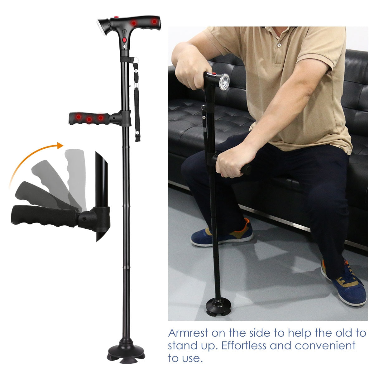 Safety Alarm Walking Telescopic LED Light Cane