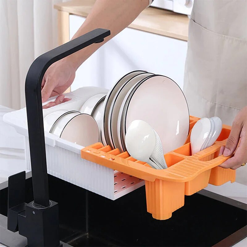 Efficient Kitchen Retractable Dish Drain Rack