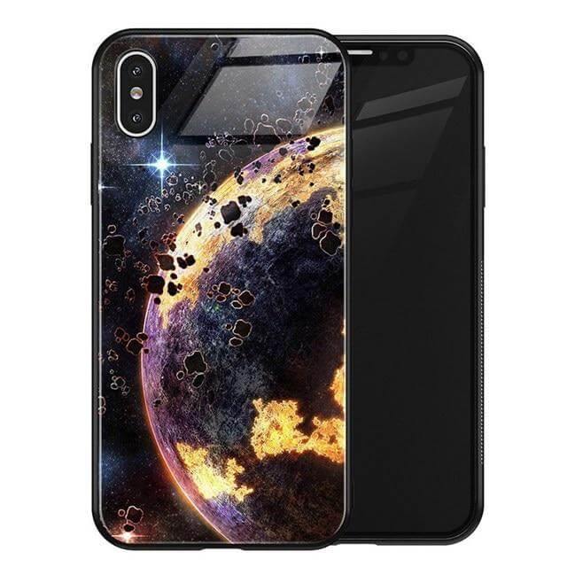 Luxury Space Silicone Glass Anti Slip Iphone Cases