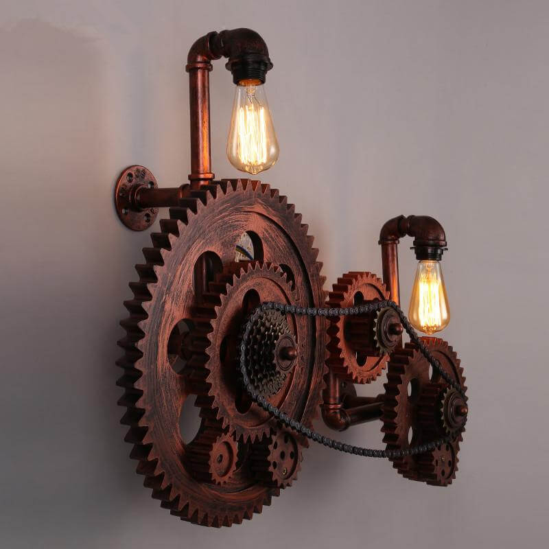 Loft Style Industrial Creative Wood Gear Vintage Wall Light