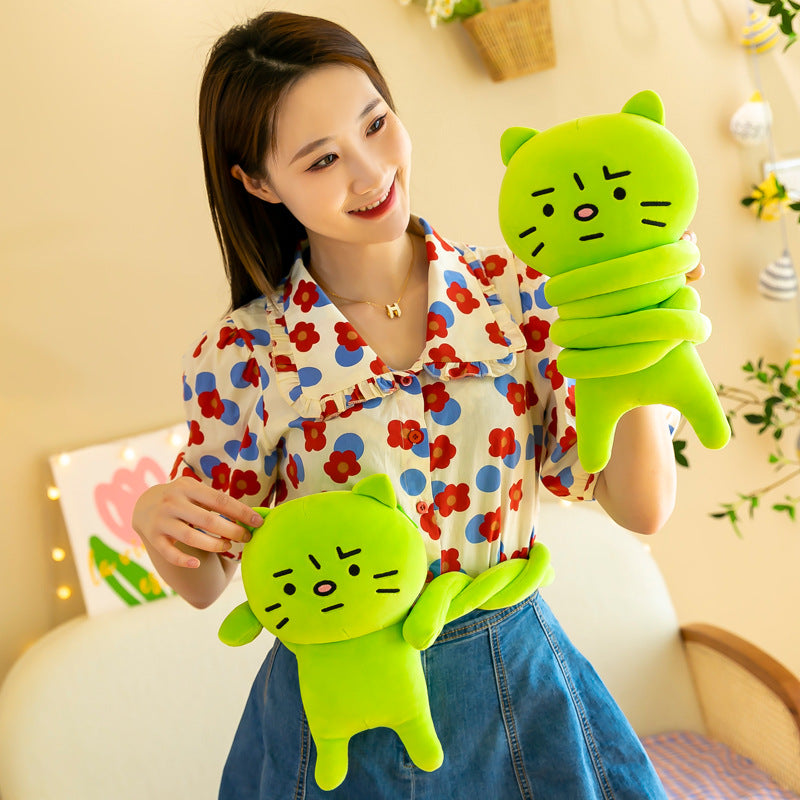 Green Cat Plush Toy Pillow