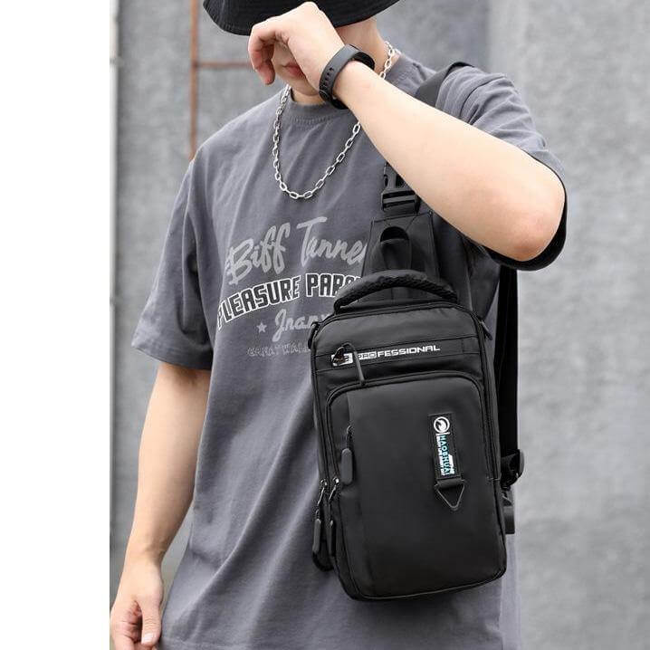 Waterproof USB Cross Body Shoulder Bag