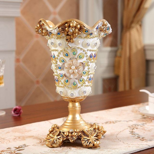 European Luxury Diamond Resin Vase