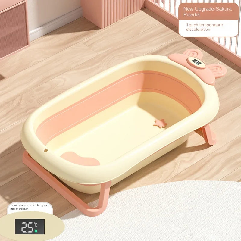 Foldable Temperature Sensor Display Baby Bathtub