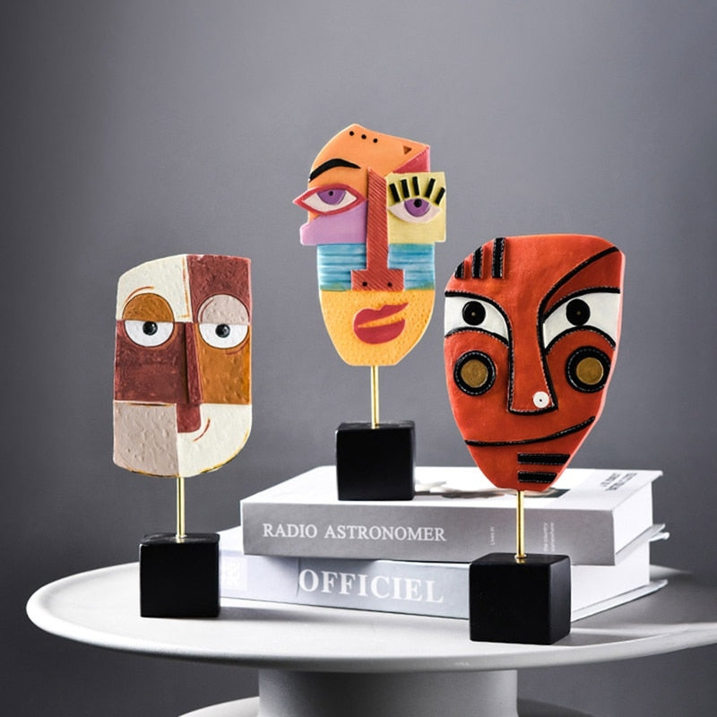 Abstract Pop Art Face Home Sculpture