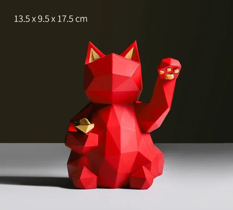 Nordic Minimalism Geometry Lucky Cat Statues