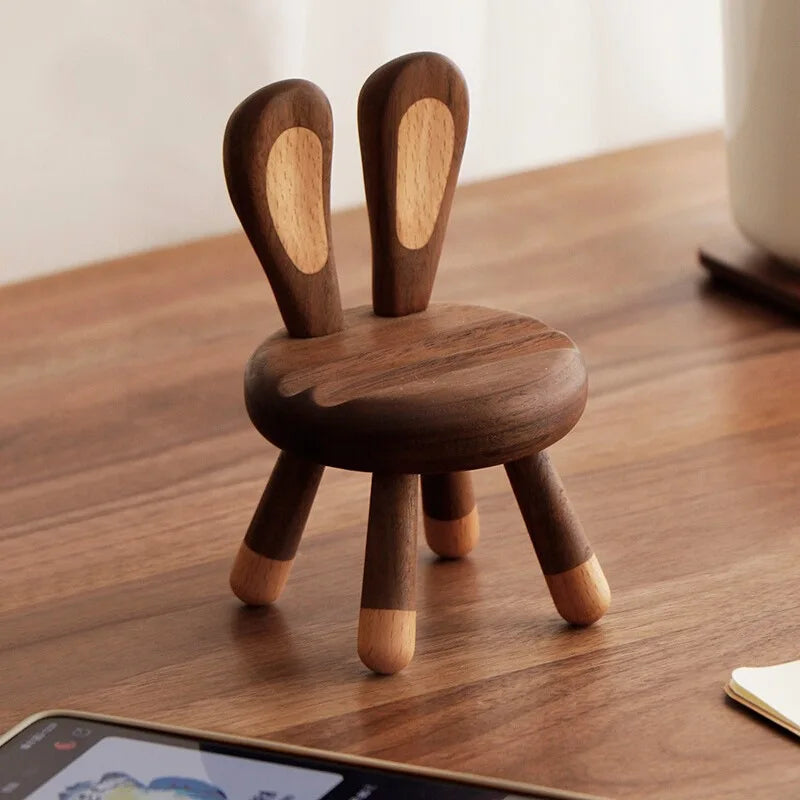 Minimalist Wooden Rabbit Phone Holder