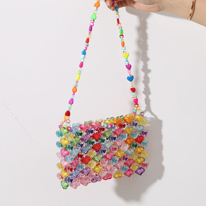 Love Beaded Hearts Colorful Mini Handbags