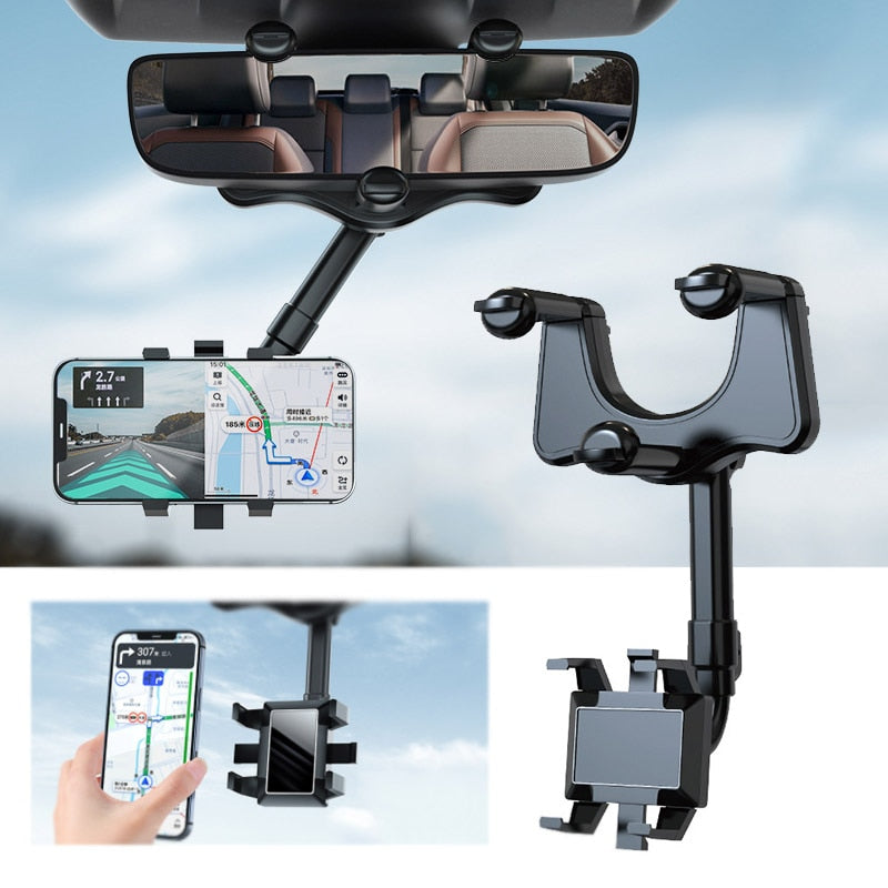 Rotating Rearview Mirror Phone Holder