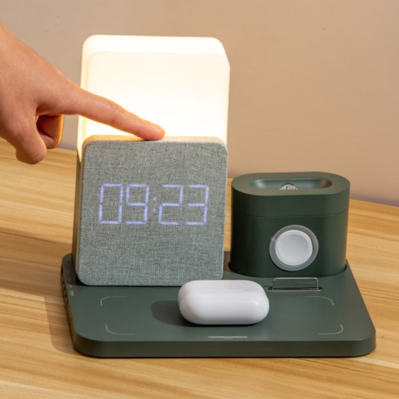 Modern Alarm Clock Wireless Charger Desk Lamp