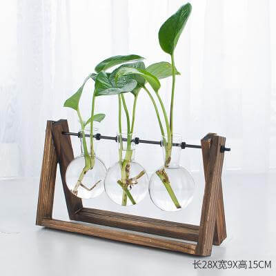 Decorative  Wooden Vase With Wooden Tray