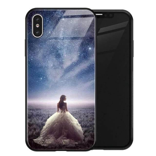 Luxury Space Silicone Glass Anti Slip Iphone Cases