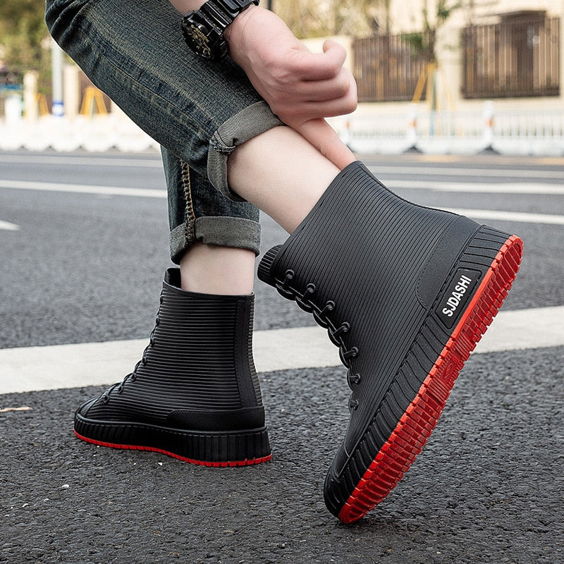 Rain Rider Slip-On Rubber Stylish Waterproof Boots