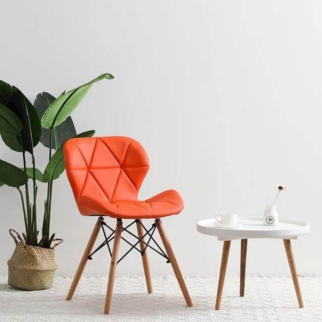 Modern Nordic Leather Wood Chair