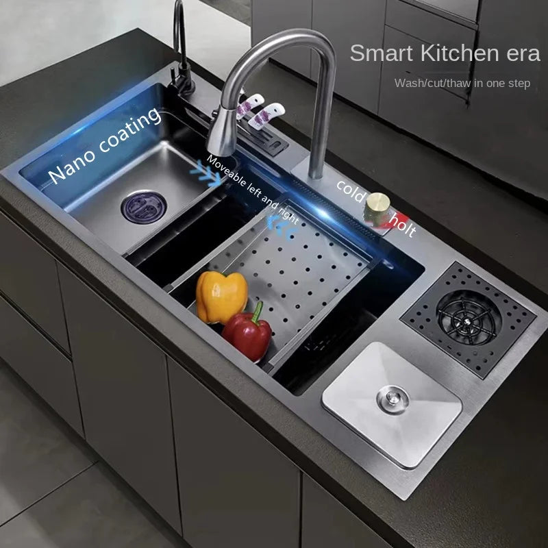 Smart Nano Technology Large Rain Waterfall Kitchen Sink