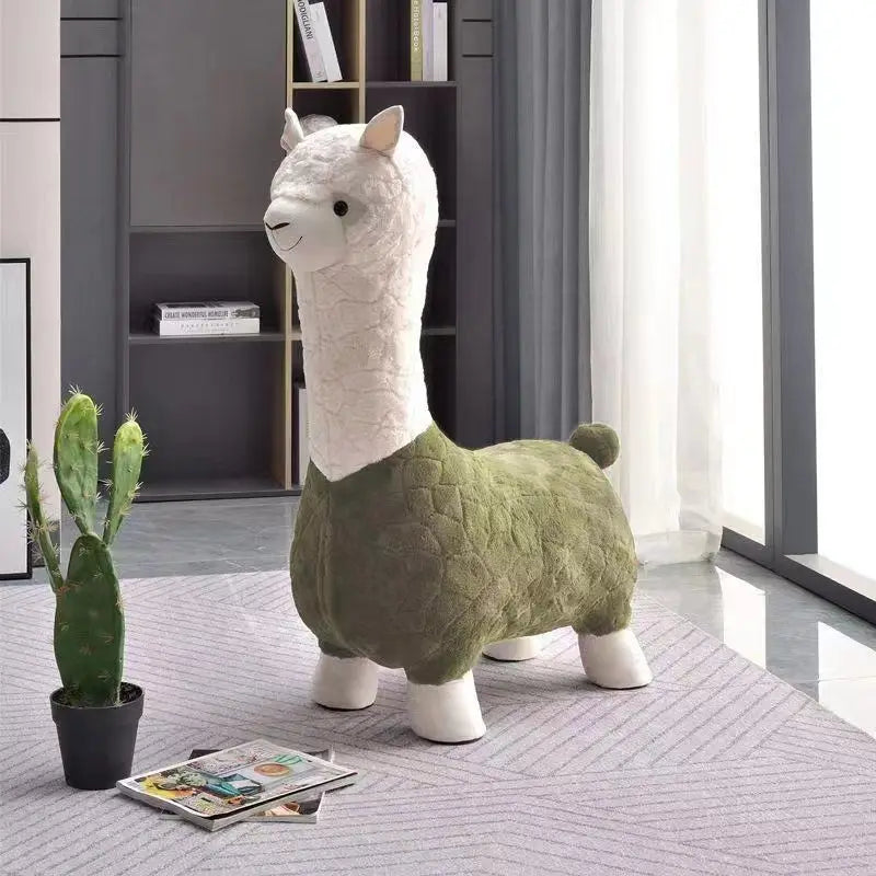 Fluffy Lama Door Entryway Decor Stool